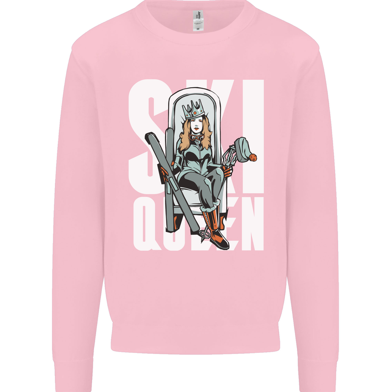 Ski Queen Funny Skiing Winter Sports Mens Sweatshirt Jumper Light Pink