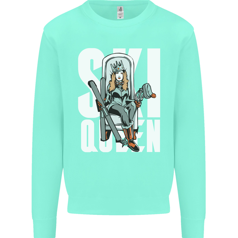 Ski Queen Funny Skiing Winter Sports Mens Sweatshirt Jumper Peppermint