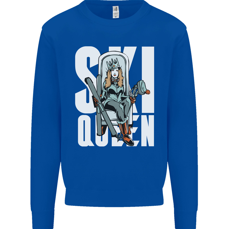 Ski Queen Funny Skiing Winter Sports Mens Sweatshirt Jumper Royal Blue
