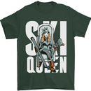Ski Queen Funny Skiing Winter Sports Mens T-Shirt 100% Cotton Forest Green