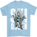 Ski Queen Funny Skiing Winter Sports Mens T-Shirt 100% Cotton Light Blue
