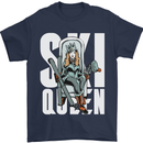 Ski Queen Funny Skiing Winter Sports Mens T-Shirt 100% Cotton Navy Blue