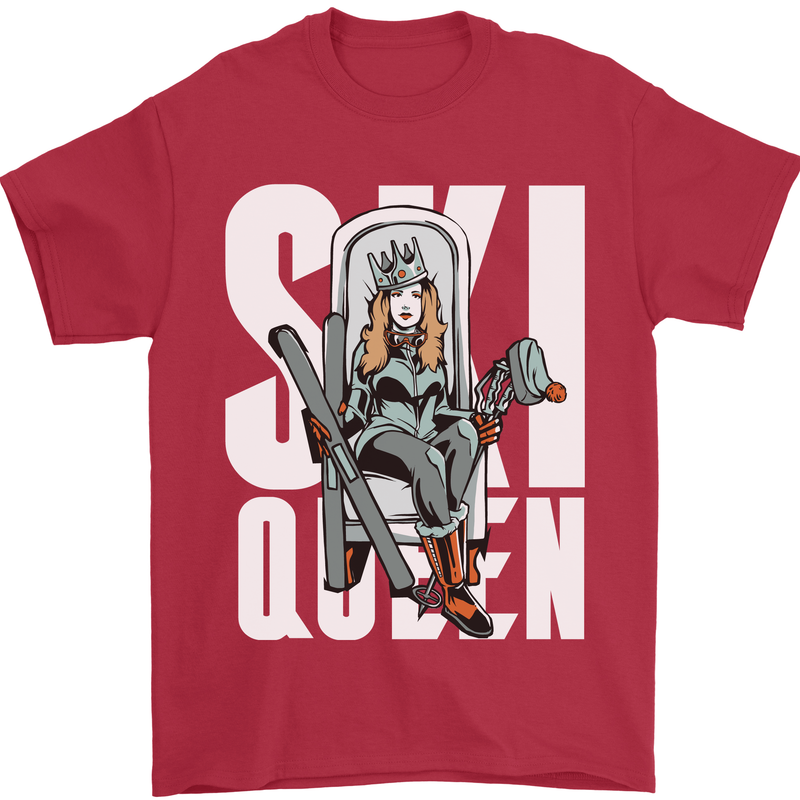 Ski Queen Funny Skiing Winter Sports Mens T-Shirt 100% Cotton Red