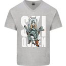 Ski Queen Funny Skiing Winter Sports Mens V-Neck Cotton T-Shirt Sports Grey