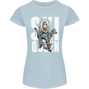 Ski Queen Funny Skiing Winter Sports Womens Petite Cut T-Shirt Light Blue