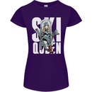 Ski Queen Funny Skiing Winter Sports Womens Petite Cut T-Shirt Purple