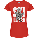 Ski Queen Funny Skiing Winter Sports Womens Petite Cut T-Shirt Red