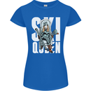 Ski Queen Funny Skiing Winter Sports Womens Petite Cut T-Shirt Royal Blue
