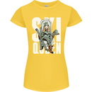 Ski Queen Funny Skiing Winter Sports Womens Petite Cut T-Shirt Yellow