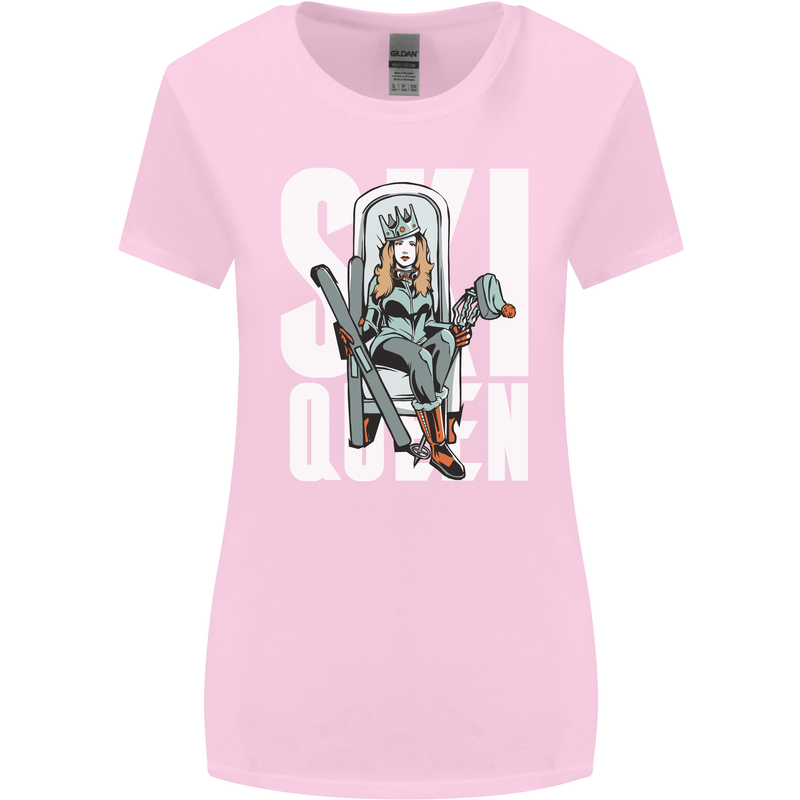 Ski Queen Funny Skiing Winter Sports Womens Wider Cut T-Shirt Light Pink
