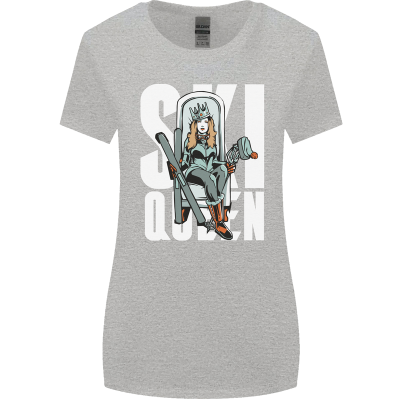 Ski Queen Funny Skiing Winter Sports Womens Wider Cut T-Shirt Sports Grey
