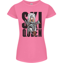 Ski Queen Funny Skiing Womens Petite Cut T-Shirt Azalea