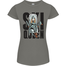 Ski Queen Funny Skiing Womens Petite Cut T-Shirt Charcoal