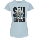 Ski Queen Funny Skiing Womens Petite Cut T-Shirt Light Blue