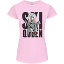 Ski Queen Funny Skiing Womens Petite Cut T-Shirt Light Pink