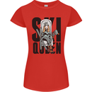 Ski Queen Funny Skiing Womens Petite Cut T-Shirt Red