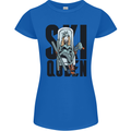 Ski Queen Funny Skiing Womens Petite Cut T-Shirt Royal Blue