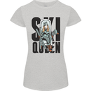 Ski Queen Funny Skiing Womens Petite Cut T-Shirt Sports Grey