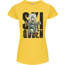Ski Queen Funny Skiing Womens Petite Cut T-Shirt Yellow