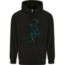 Skier Blue Outline Skiing Ski Childrens Kids Hoodie Black