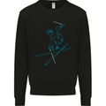 Skier Blue Outline Skiing Ski Kids Sweatshirt Jumper Black