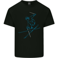 Skier Blue Outline Skiing Ski Kids T-Shirt Childrens Black