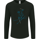 Skier Blue Outline Skiing Ski Mens Long Sleeve T-Shirt Black