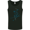 Skier Blue Outline Skiing Ski Mens Vest Tank Top Black