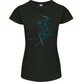 Skier Blue Outline Skiing Ski Womens Petite Cut T-Shirt Black