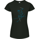 Skier Blue Outline Skiing Ski Womens Petite Cut T-Shirt Black