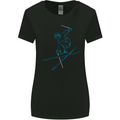 Skier Blue Outline Skiing Ski Womens Wider Cut T-Shirt Black