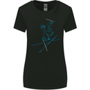 Skier Blue Outline Skiing Ski Womens Wider Cut T-Shirt Black
