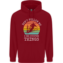 Skiing Don't Follow Me Ski Skier Funny Childrens Kids Hoodie Red