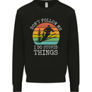 Skiing Don't Follow Me Ski Skier Funny Kids Sweatshirt Jumper Black