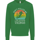 Skiing Don't Follow Me Ski Skier Funny Kids Sweatshirt Jumper Irish Green