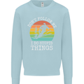 Skiing Don't Follow Me Ski Skier Funny Kids Sweatshirt Jumper Light Blue
