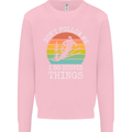 Skiing Don't Follow Me Ski Skier Funny Kids Sweatshirt Jumper Light Pink