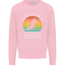 Skiing Don't Follow Me Ski Skier Funny Kids Sweatshirt Jumper Light Pink