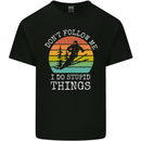 Skiing Don't Follow Me Ski Skier Funny Kids T-Shirt Childrens Black