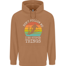 Skiing Don't Follow Me Ski Skier Funny Mens 80% Cotton Hoodie Caramel Latte