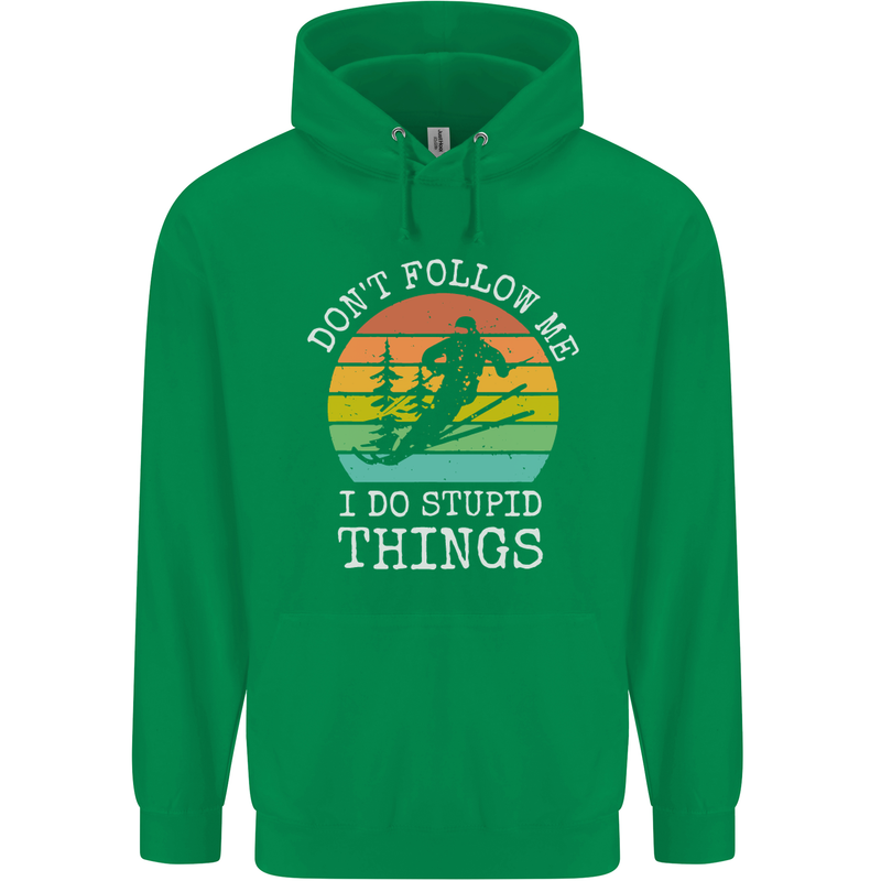 Skiing Don't Follow Me Ski Skier Funny Mens 80% Cotton Hoodie Irish Green