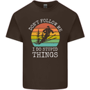 Skiing Don't Follow Me Ski Skier Funny Mens Cotton T-Shirt Tee Top Dark Chocolate