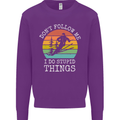 Skiing Don't Follow Me Ski Skier Funny Mens Sweatshirt Jumper Purple