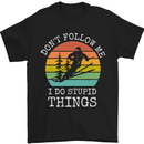 Skiing Don't Follow Me Ski Skier Funny Mens T-Shirt Cotton Gildan Black