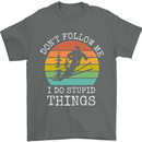 Skiing Don't Follow Me Ski Skier Funny Mens T-Shirt Cotton Gildan Charcoal
