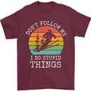 Skiing Don't Follow Me Ski Skier Funny Mens T-Shirt Cotton Gildan Maroon