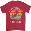 Skiing Don't Follow Me Ski Skier Funny Mens T-Shirt Cotton Gildan Red