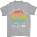 Skiing Don't Follow Me Ski Skier Funny Mens T-Shirt Cotton Gildan Sports Grey