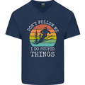 Skiing Don't Follow Me Ski Skier Funny Mens V-Neck Cotton T-Shirt Navy Blue