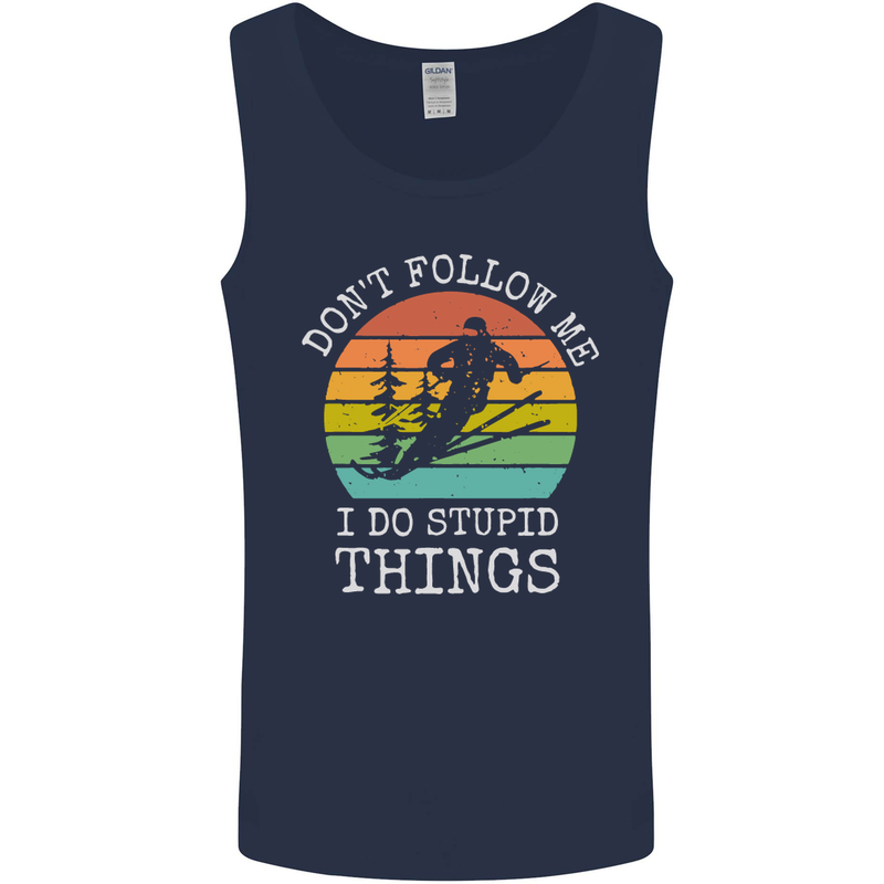 Skiing Don't Follow Me Ski Skier Funny Mens Vest Tank Top Navy Blue